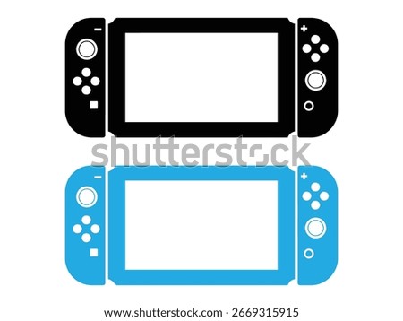 Fun game console illustration in black and blue for digital entertainment, gaming tournaments, and esports events for kids and adults alike