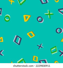 Fun Game, Funny Formen, Geometrischer abstrakter Kreis, Quadrat, Dreieck mit weichem Farbsatz, Hypnotic 3d, Falling Formen für Kinder- und Jugendbekleidung, geeignet für Druck und Dekoration 