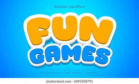 Juegos divertidos 3d dibujos animados editable efecto de texto.