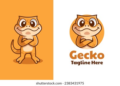 Fun Gecko Cartoon Mascot Logo Design