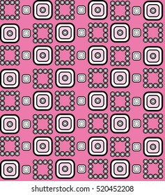 Fun geometric pattern with pink squares and circles