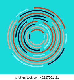 Geometría divertida - arcos concéntricos coloridos, vector de estilo plano minimalista
