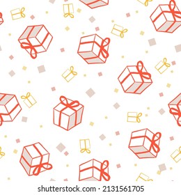 Fun Gift Box Present Holiday Vector Graphic Seamless Pattern can be use for background and apparel design