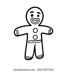 fun gingerbread cookies cartoon character isolated drawing line art style sketch classic vintage design illustration