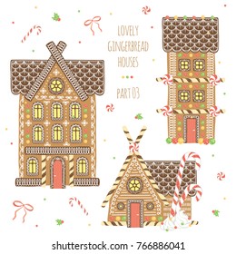 Fun gingerbread house collection part 03. Cute christmas decor element vector
