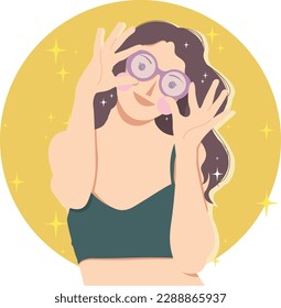 fun girl cheerful with glasses