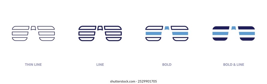 Fun glasses party icon in 4 different styles. Thin Line, Line, Bold, and Bold Line. Duotone style. Editable stroke.