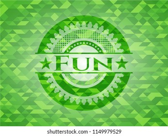 Fun green emblem. Mosaic background
