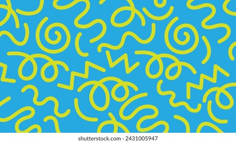 Fun green line doodle seamless pattern for children with basic shapes. Simple childish scribble
wallpaper print.