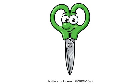 Fun green scissors character for school or crafts.