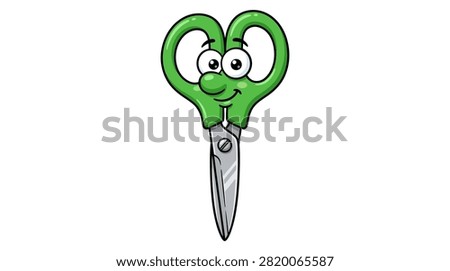 Fun green scissors character for school or crafts.