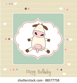 fun greeting card with cow