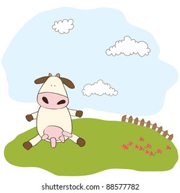 fun greeting card with cow