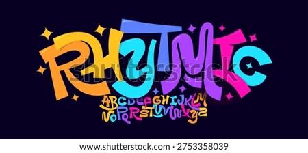 Fun Groovy Font Cartoon Logo Alphabet Color Typography Bouncy Letter Set, Dancing Typographic Design for Carnival Title, Music Fest Poster Headline Logotype. Funny Colorful Fonts. Vector Typeface