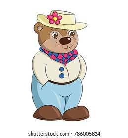 Fun Groundhog in suit and hat with a flower in Groundhog Day