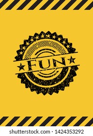 Fun grunge warning sign emblem. Vector Illustration. Detailed.