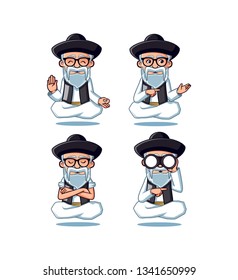 fun guru character mascot vector with 4 poses