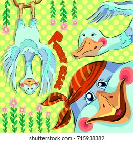 fun Gus. The image of funny, cute animals. Characters for a cartoon, children's book, poster