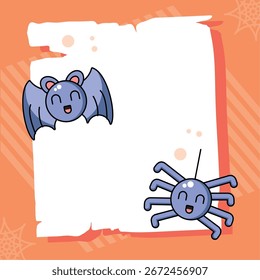 Fun Halloween Card Post Over Orange Striped Background