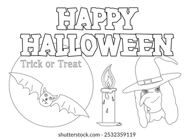 Fun Halloween coloring page featuring a spooky witch with a broom and hat. Perfect for kids activities and festive holiday projects.