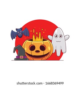 Fun Halloween Flat Design Illustration