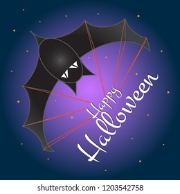 Fun Halloween flying bat like a parachute.  Happy halloween Vector bat
