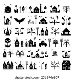 Fun Halloween Icon Sheet Set Vectors with Spooky Graphics for Kids and Adults