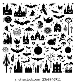 Fun Halloween Icon Sheet Set Vectors with Spooky Graphics for Kids and Adults
