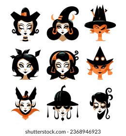 Fun Halloween Icon Sheet Set Vectors with Spooky Graphics for Kids and Adults