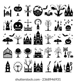 Fun Halloween Icon Sheet Set Vectors with Spooky Graphics for Kids and Adults