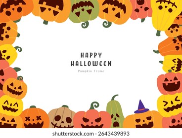 Fun Halloween Pumpkin Frame on White Background
