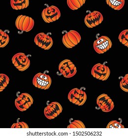 Fun Halloween Pumpkins Seamless Repeating Pattern Vector Illustration