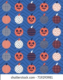 Fun Halloween seamless pattern design. Vector illustration.