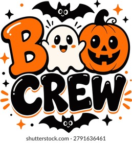 Fun Halloween typography design featuring spooky lettering and festive seasonal elements. Perfect for apparel, stickers, posters, greeting cards, party decorations, and Halloween themed graphic design projects.