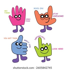 Fun Hand Characters - Cute Cartoon Gesture Stickers