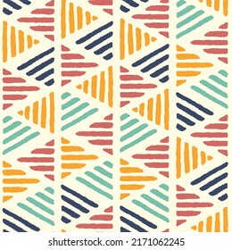 Patrón abstracto sin fisuras dibujado a mano divertido, fondo geométrico simple, estilo doodle - ideal para textiles, banners, papel pintado, envoltura - diseño vectorial