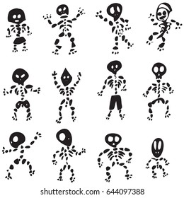 Fun Hand Drawn Cartoon Skeleton Vectors 