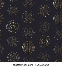 Fun hand drawn doodle fireworks, seamless pattern, great for textiles, wrapping, banner, wallpapers - vector design