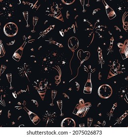 Fun hand drawn doodle fireworks, seamless pattern, great for textiles, wrapping, banner, wallpapers - vector design