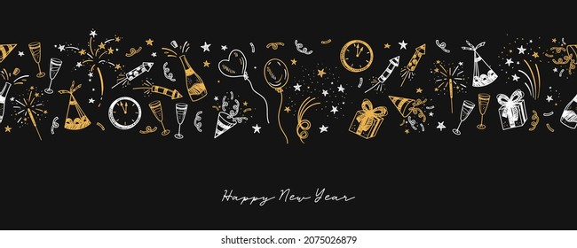 Fun hand drawn doodle fireworks, seamless pattern, great for textiles, wrapping, banner, wallpapers - vector design