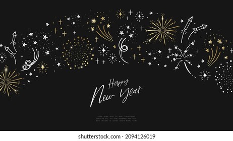 Fun hand drawn doodle fireworks, New Years design, great for textiles, wrapping, banner, wallpapers - vector design 