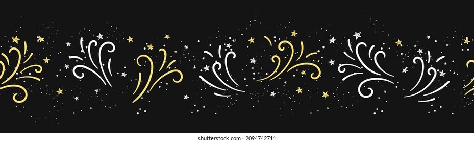 Fun hand drawn doodle fireworks seamless pattern, New Years design, great for textiles, wrapping, banner, wallpapers - vector design
