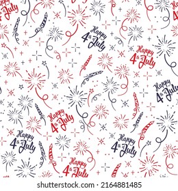 Fun hand drawn doodle fireworks, seamless pattern, great for textiles, wrapping, banner, wallpapers - vector design