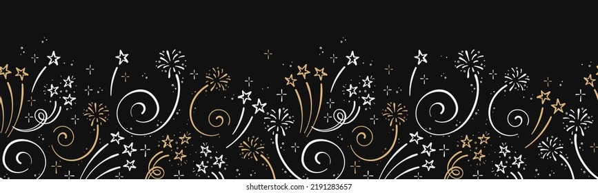 Fun hand drawn doodle fireworks, seamless pattern, great for textiles, wrapping, banner, wallpapers - vector design