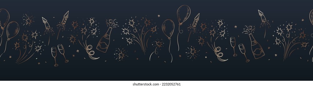 Fun hand drawn doodle fireworks, seamless pattern, great for textiles, wrapping, banner, wallpapers - vector design