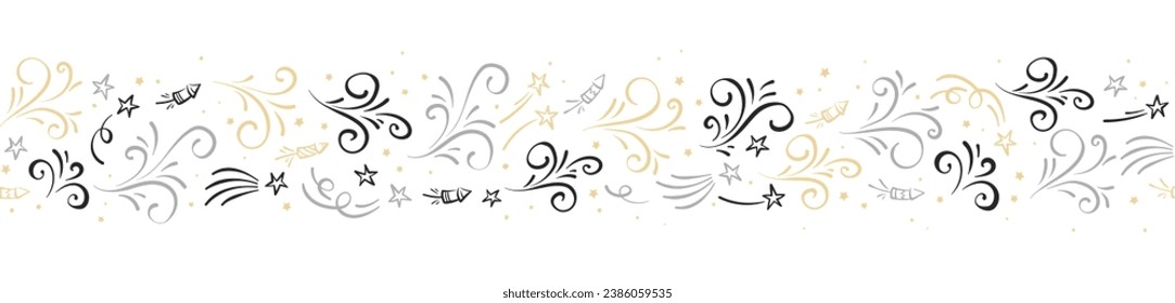 Fun hand drawn doodle fireworks, seamless pattern, great for textiles, wrapping, banner, wallpapers - vector design 