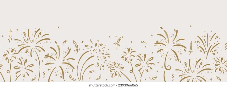 Fun hand drawn doodle fireworks, seamless pattern, great for textiles, wrapping, banner, wallpapers - vector design