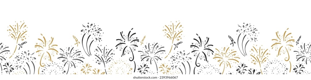 Fun hand drawn doodle fireworks, seamless pattern, great for textiles, wrapping, banner, wallpapers - vector design