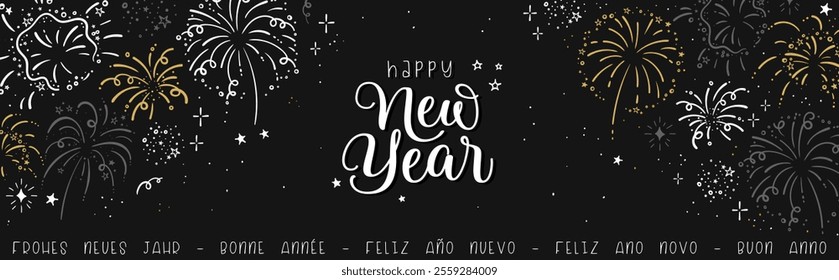 Fun hand drawn doodle fireworks, doodle pattern, great for textiles, wrapping, banner, wallpapers - vector design
