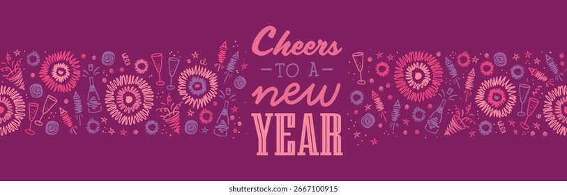 Fun hand drawn doodle fireworks, seamless pattern, great for textiles, wrapping, banner, wallpapers - vector design

